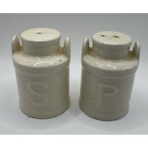 Loomco White Vintage Milk Can Salt and Pepper Shakers